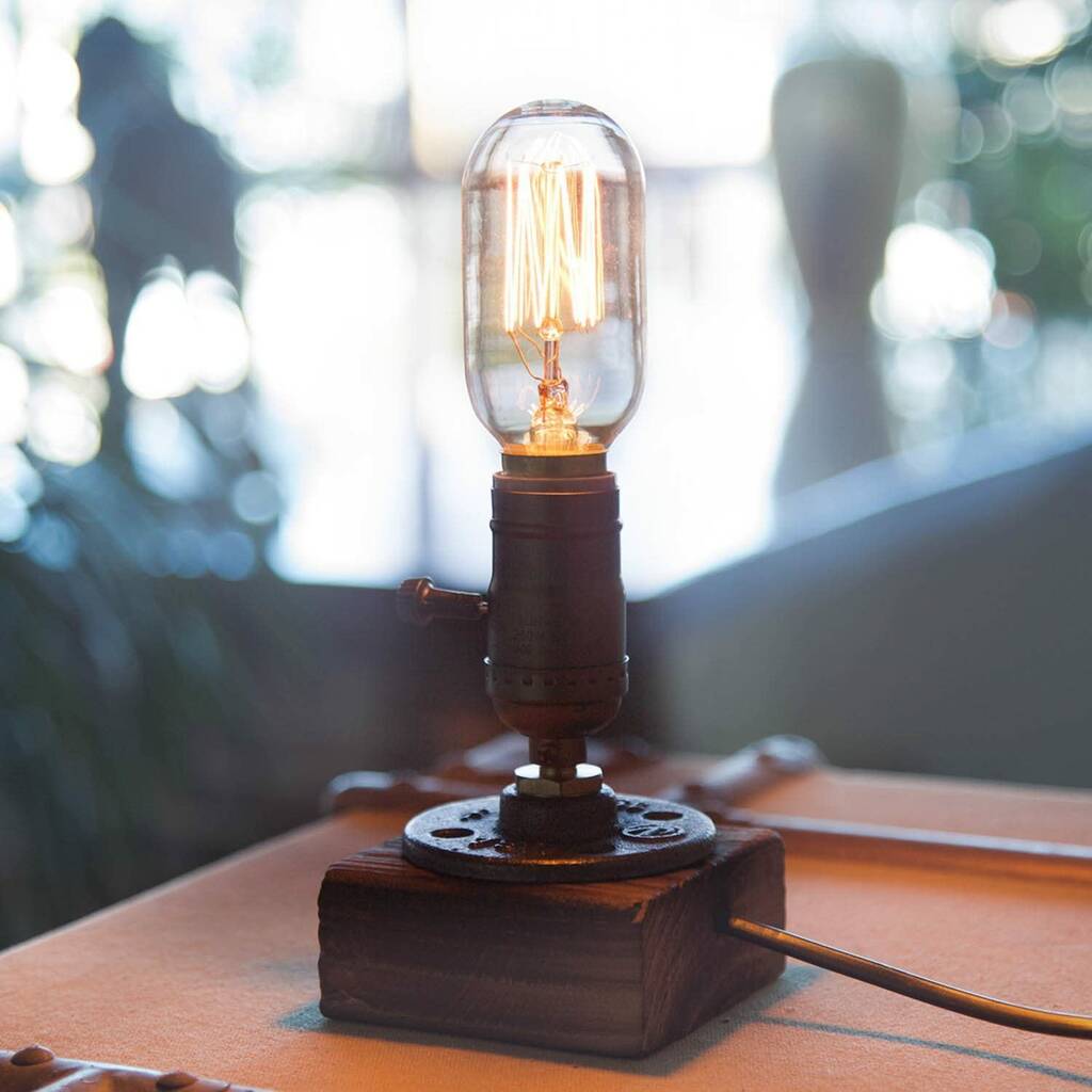 Vintage Style Wood Block Table Lamp Stand By Momentum