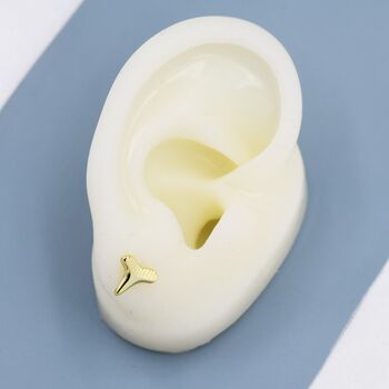 Shark Tooth Design Stud Earrings In Sterling Silver, 6 of 9