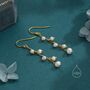 Sterling Silver Natural Freshwater Pearl Cluster Drop Dangle Earrings, thumbnail 3 of 11