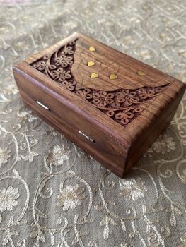 Wooden Jewellery Storage Box, Indian Trinket Box, 3 of 12