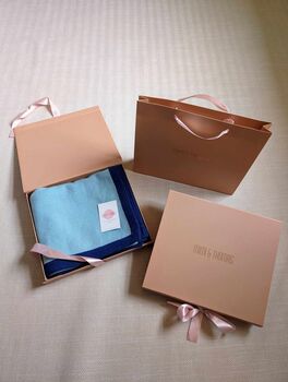 Personalised Aqua Blue 100% Cashmere Wrap Gift Boxed, 3 of 8