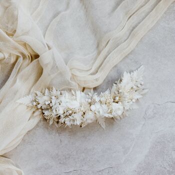 Star White Bridal Dried Flower Wedding Headpiece, 6 of 6