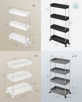 Narrow Slim Plastic Storage Cart Trolley Storage Unit, 2 of 9