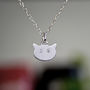 Small Cat Face Necklace With Diamonds, thumbnail 2 of 5