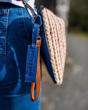 Leather And Weave Burnt Orange And Cream Cross Body Bag, 2 of 2