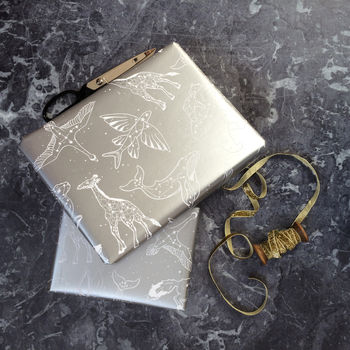 Silver Animal Star Constellations Wrapping Paper Set, 4 of 7