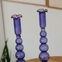 Ashley Blue And Lilac Piped Glass Candle Holder, thumbnail 3 of 4