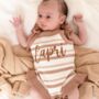 Striped Personalised Embroidered Summer Baby Romper, thumbnail 1 of 5