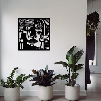 Cubist Abstract Face Wooden Geometric Wall Art Decor, 3 of 8