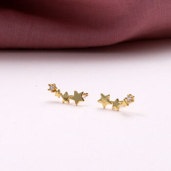 Sterling Silver Four Stars Ear Studs, 2 of 5