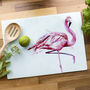 Inky Flamingo Glass Worktop Saver, thumbnail 1 of 6