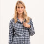 Women's Luxury Cotton Wool Blend Blue Check Pyjamas, thumbnail 2 of 3