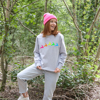 Neon Rainbow Reindeers Christmas Sweatshirt Jumper, 2 of 6