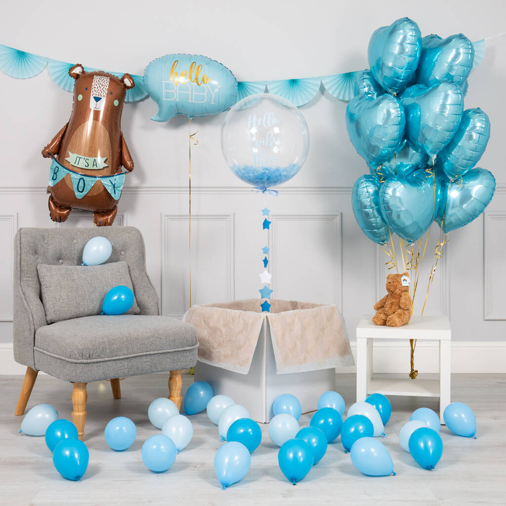 Inflated New Baby Blue Bear Package By Bubblegum Balloons ...