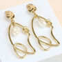 Gold Plated Drop Statement Earrings, thumbnail 2 of 5