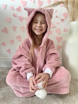 Pink Fox Infant Kids Junior Teen Snuggle/Blanket Hoodie, 4 of 7