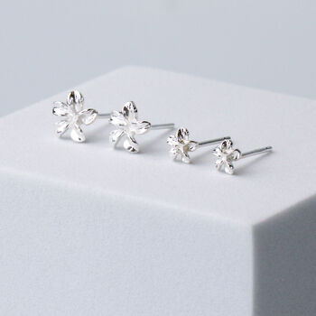 Sterling Silver Dainty Flower Stud Earrings, 6 of 6