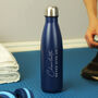 Personalised Name And Message Blue Metal Insulated Drinks Bottle, thumbnail 1 of 7