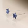 Tiny Sterling Silver Twinkling Blue Star Stud Earrings, thumbnail 6 of 9