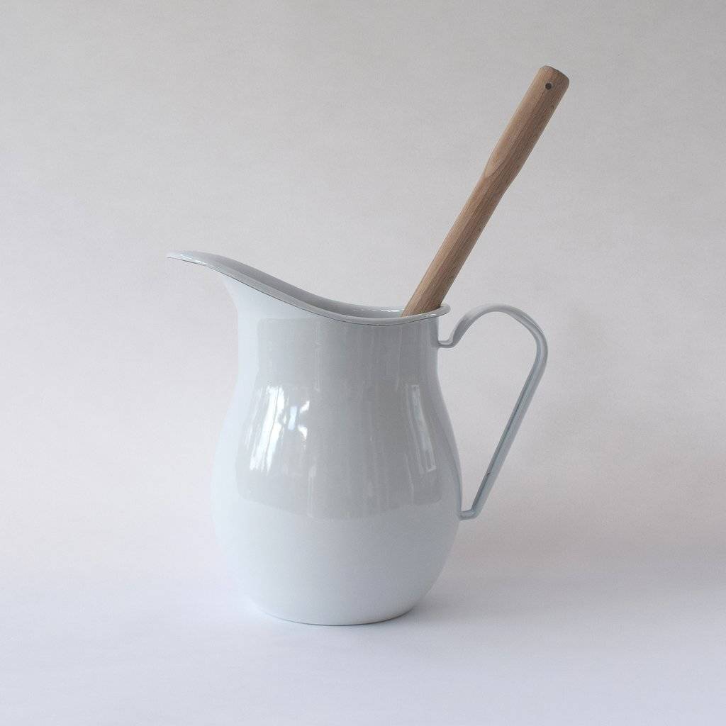enamel pitcher and toilet brush by housekeeping