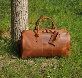 Genuine Leather Worn Look Weekend Bag, 2 of 12