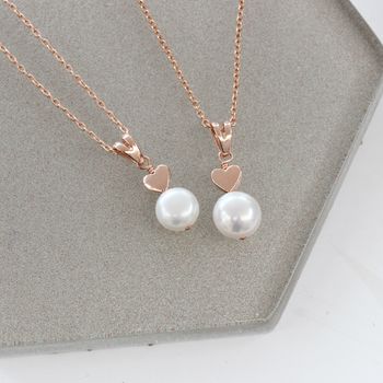 Mama Et Moi White Pearl Pendants With Heart, 2 of 12