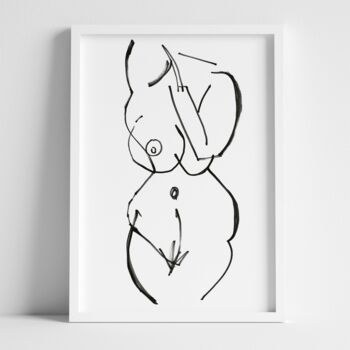 Woman Life Drawing Figure Monochrome Riso Print On Recycled Paper, 7 of 8