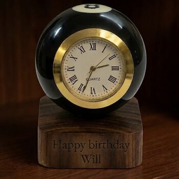 Pool Ball Clock With Personalised Wood Plinth, 7 of 12