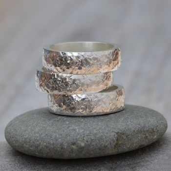 5mm Textured Wedding Band In Sterling Silver, 2 of 5