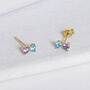 Gold Light Blue And Violet Double Stud Earrings, thumbnail 1 of 8
