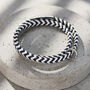 Men's Personalised Herringbone Leather Message Bracelet, thumbnail 5 of 6