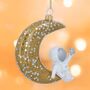 Moon And Spaceman Glass Tree Decoration, thumbnail 1 of 3