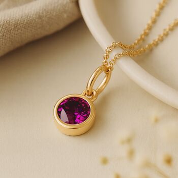 Personalised February Birthstone Necklace In Gold Plated Silver, 3 of 10