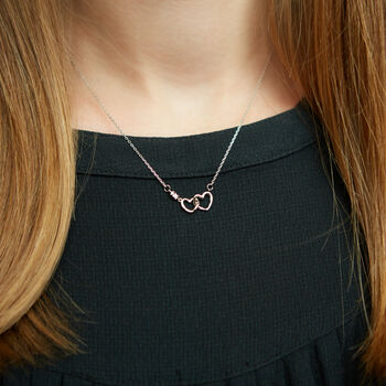 Mother And Daughter Linked Hearts Sterling Necklace, 3 of 6