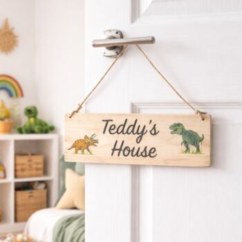 Personalised Hand Painted Dinosaur Wooden Sign, 2 of 2