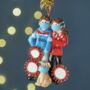 Personalised Mask Couple And Dog Christmas Decoration, thumbnail 3 of 3