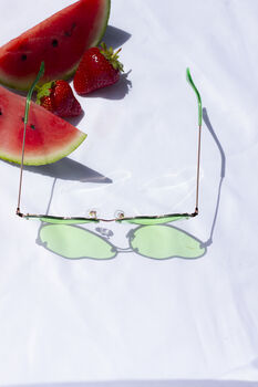 Green Rimless Colour Tint Heart Sunglasses, 6 of 7