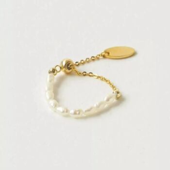 Retro Pearl Chain Pull Adjustable Thumb Ring, 4 of 5