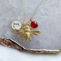 Personalised Gold Bee Initial And Birthstone Necklace, thumbnail 4 of 7