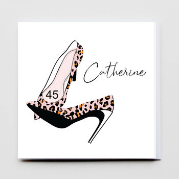 Birthday Girl Leopard Shoe Personalised Card, 2 of 3