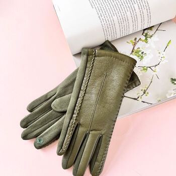 Elegant Stitch Detail Vegan Leather Gloves, 6 of 8