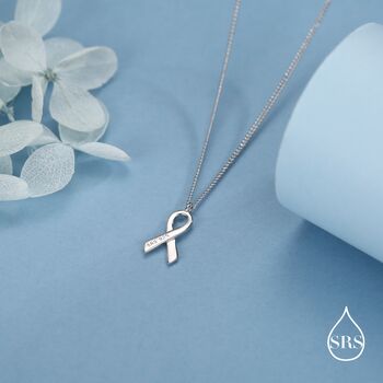 Sterling Silver Awareness Ribbon Necklace, 7 of 12