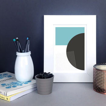 Turquoise Minimal Geometric Abstract Wall Art, 2 of 7