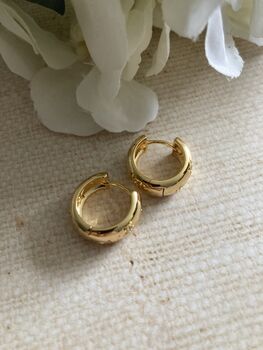 18 K Gold Plated Chunky Star Huggie Hoop Earrings, 3 of 8