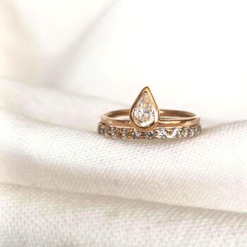 Pear Diamond Solitaire Ring On 18ct Gold, 3 of 5