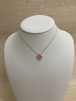 Double Sided Pink Clover Necklace, 3 of 5