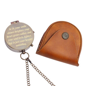 Personalised 70th Birthday Gift Compass With Leather Case, 3 of 10