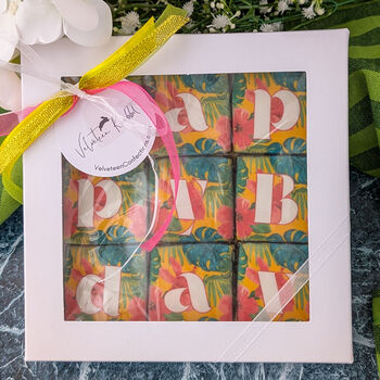 Birthday Biscuits Gift Box, Tropical Flowers, Nine Pieces, 6 of 9