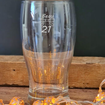 21st Birthday Bow Tie Beer Glass, 2 of 8