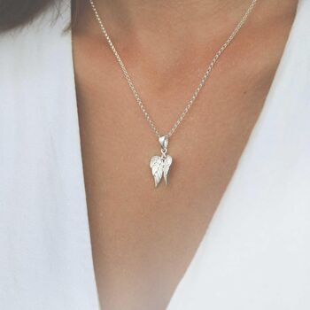 Sterling Silver Cherub Wings Necklace, 2 of 5